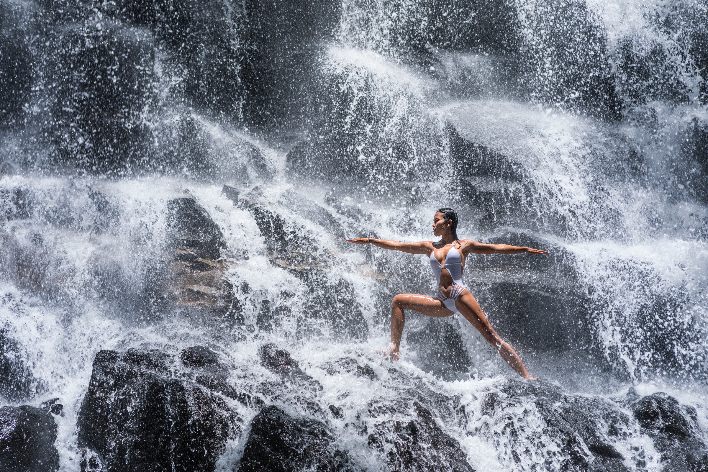 Warrior pose at the Yoga Waterfalls